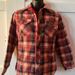 Vintage Plaid chore coat Utility Jacket lined quilted style button up